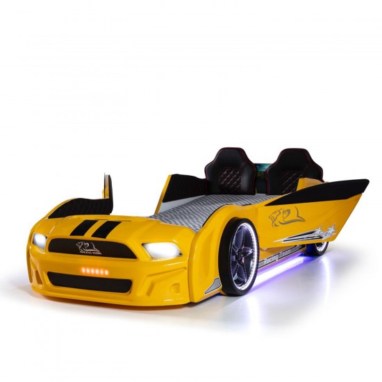 Children's Racing Car Night Bed Yellow for Boys and Girls 