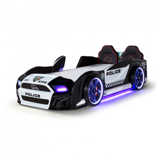 Children's Racing Car Night Police Bed for Boys and Girls 
