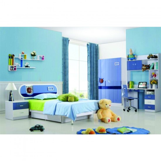 Kids Bedroom Set Bed Storage Desk Wardrobe Bedside Table Hanger Shelves