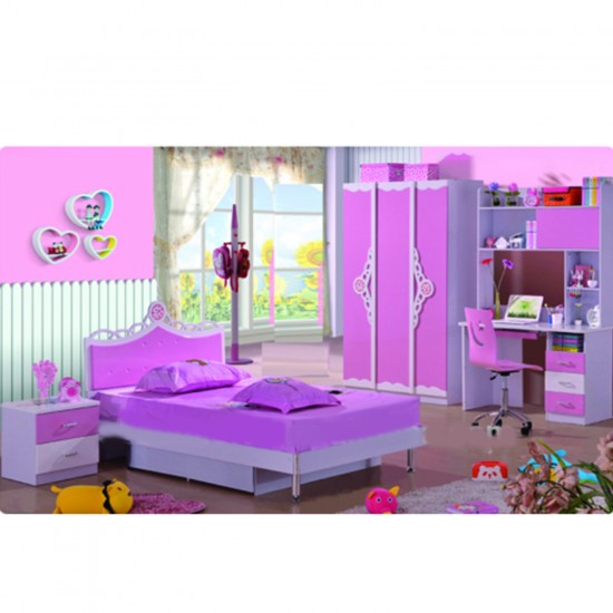 Kids Pink Bedroom Set, Bed, Storage Desk Wardrobe Bedside Table not bunk