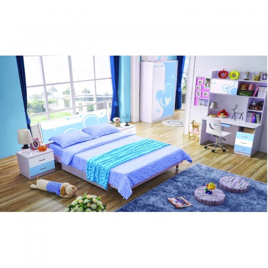 Navy Blue Bedroom Set Bed Storage Desk Wardrobe Bedside Table Shelves