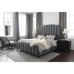  Grey King or Queen Size Velvet Fabric Bed Frame
