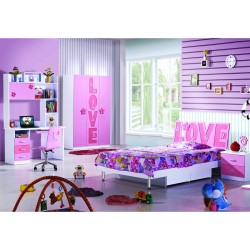 Kids Pink Bedroom Set, Bed, Storage Desk Wardrobe ...