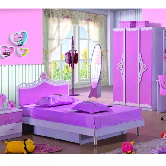 Pink Bedroom Set Bed Under Bed Storage Desk Chair Bedside Table Hellow Kitty