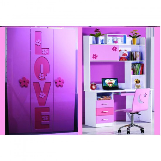 Pink Bedroom Set, Bed, Storage Desk Wardrobe Bedside Table not bunk