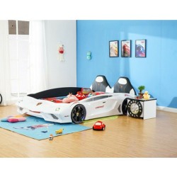 New Luxury 1.2M Width spacious White Super Car Bed...