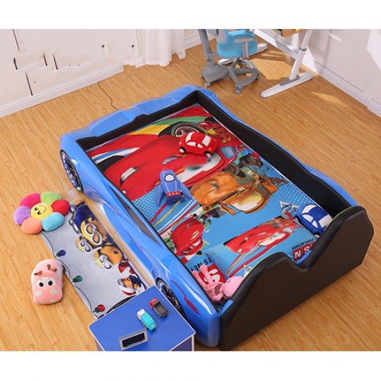 New Kids Race Car Bed Blue with Music 8 GB Memory card LED wheel/Head/Side lights