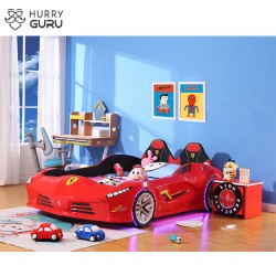 New Kids Car Bed  Front-Look Race Car Bed with LED...