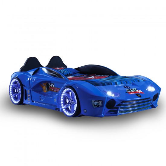 Luxury Kids Blue Race Car Bed