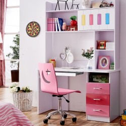 Pink Children Kids Study Desk and Chair Set With B...