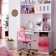 Pink Children Kids Study Desk and Chair Set With Bookshelves Drawers