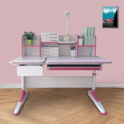 New Kids Study Pink desk with open Book shelf, Hei...
