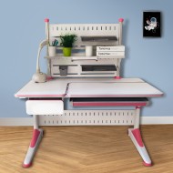 Pink Ergonomic Children Kids Study Desk and Chair Set Height Adjustable Storage Shelf Drawer