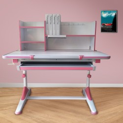 Pink Height Adjustable Ergonomic Study Desk & ...