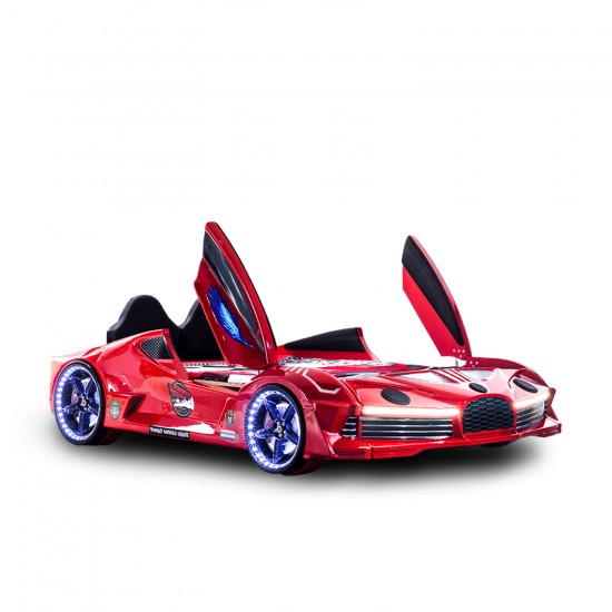 Premium Kids Racing Red Double Car Bed 