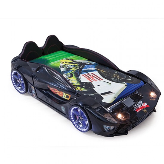 Luxury Kids Black Race Car Bed
