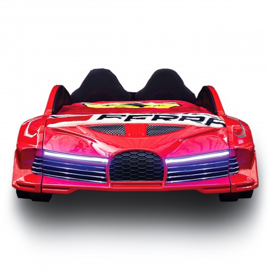 Premium Kids Racing Red Double Car Bed