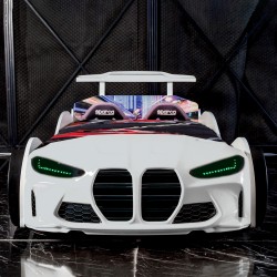Luxury Premium Gtx Kids Racing White Car Beds with...