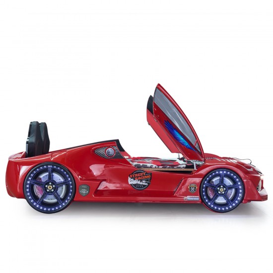 Premium Kids Racing Red Double Car Bed 