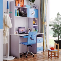 Blue Children Kids Study Desk and Chair Set With S...