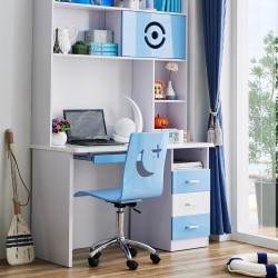 Kids Study Table and Chair with Bookshelf & De...