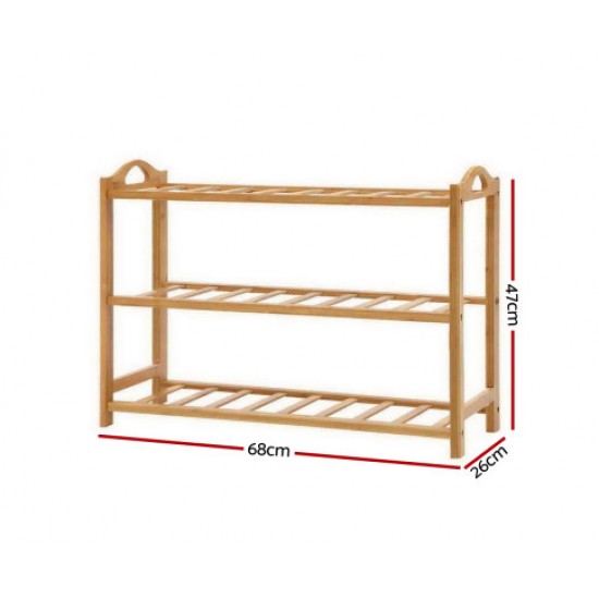 Hurry Guru 3 Tiers Bamboo Shoe Rack Storage Organiser Wooden Shelf Stand Shelves