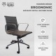 Brown Office Chair PU Leather Mid Back Adjustable Executive Gaming Seat