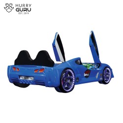 Premium  Racing Blue Double Car Bed for Kids
