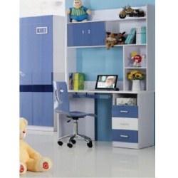  Boys Navy Study Table and Chair Set With Bookshelves Drawers