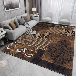 Modern Designer Rugs Living Room Carpet Soft Touch Anti-Skid Large Home Floor Area Rug Brown Geometric Figure 160x230CM (Size : 160x280CM) Brand: TEMKIN