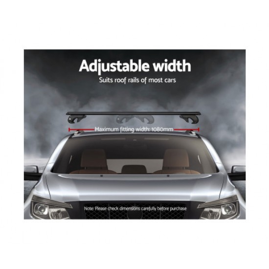 HurryGuru Universal Car Roof Rack 1080mm Cross Bars Aluminium Black Adjustable Car 90kgs load Carrier