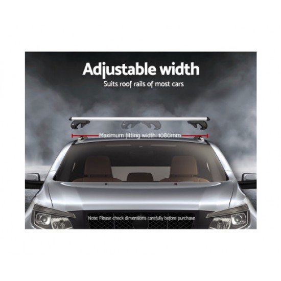 HurryGuru Universal Car Roof Rack Cross Bars Aluminium Silver Adjustable 108cm Racks