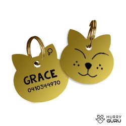 Cat Shaped ID Tag Girl in Stainless Steel