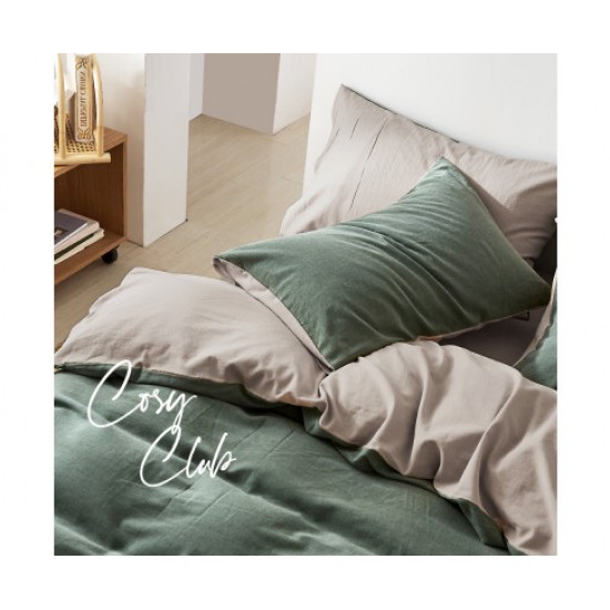 Hurry Guru Cosy Club Quilt Cover Set Cotton Duvet Double Green Beige