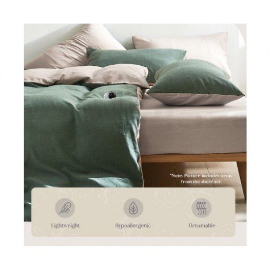 Hurry Guru Cosy Club Quilt Cover Set Cotton Duvet Double Green Beige