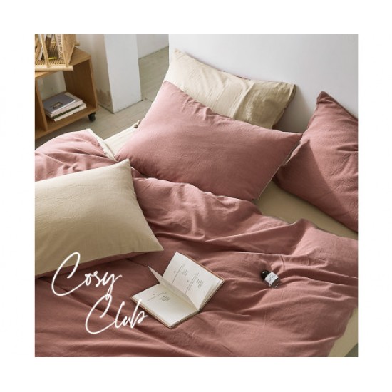 Hurry Guru Cosy Club Quilt Cover Set Cotton Duvet Double Red Beige