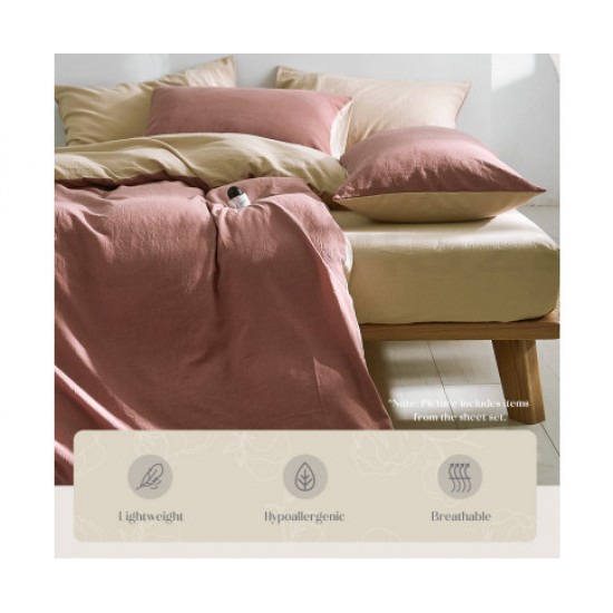 Hurry Guru Cosy Club Quilt Cover Set Cotton Duvet Double Red Beige