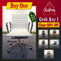 Christmas White Office Chair PU Leather Mid Back A...