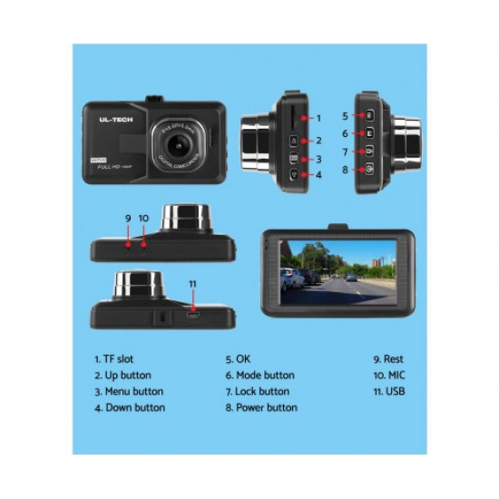 HurryGuru UL-TECH Dash Camera 1080P HD Cam Car Recorder DVR Video Vehicle Carmera 32GB