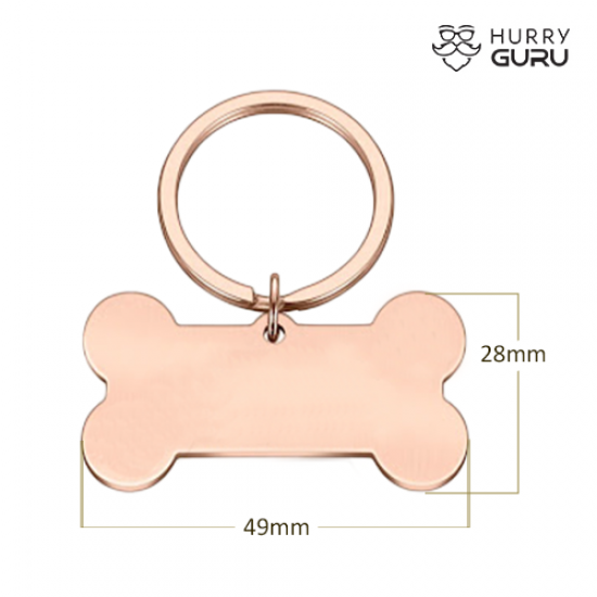 Bone Shaped Rose Gold ID Tag  in Stainless Steel