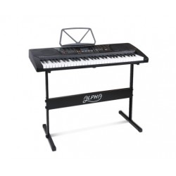 Alpha 61 Key Lighted Electronic Piano Keyboard LCD Electric w/ Holder Music Stand