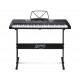 Alpha 61 Key Lighted Electronic Piano Keyboard LCD Electric w/ Holder Music Stand