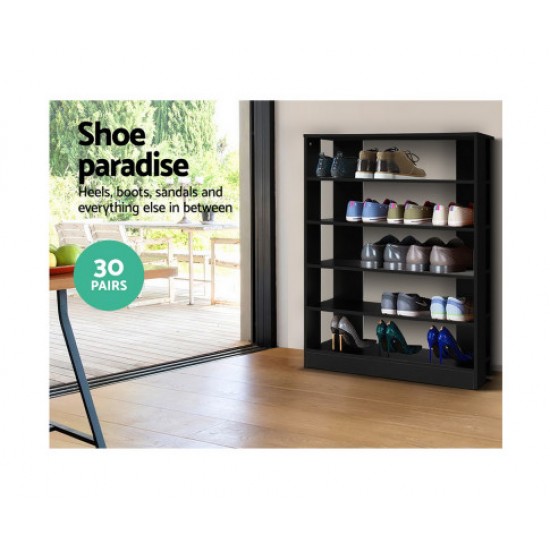 Hurryguru Shoe Cabinet Shoes Organiser Storage Rack 30 Pairs Black Shelf Wooden