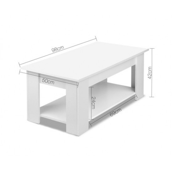 HurryGuru Lift Up Top Mechanical Coffee Table - White