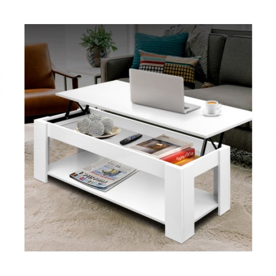 HurryGuru Lift Up Top Mechanical Coffee Table - White