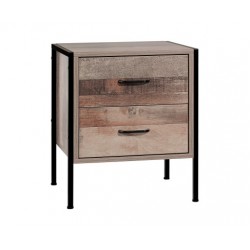 Bedside Table Drawers Nightstand Metal Oak