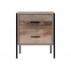 Bedside Table Drawers Nightstand Metal Oak