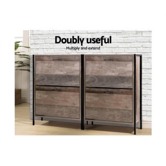 Hurry Guru  12 Pair Wooden Vintage Shoe Rack Storage Cabinet Wood