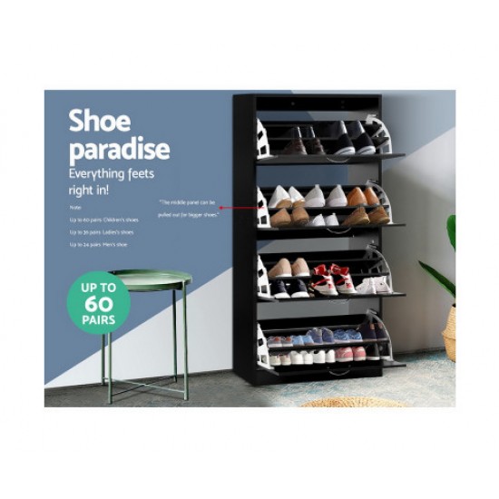 Hurryguru Shoe Cabinet Shoes Storage Rack Organiser 60 Pairs Black Shelf Drawer