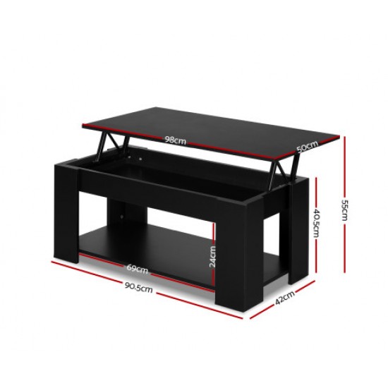 HurryGuru Lift Up Top Coffee Table Storage Shelf Black